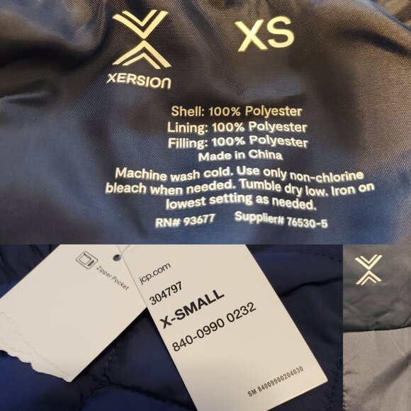 NWT Xersion Womens Quilted Lightweight Puffer Vest Navy Blue - XS - Picture 11 of 11